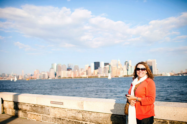 my mom at statue of liberty