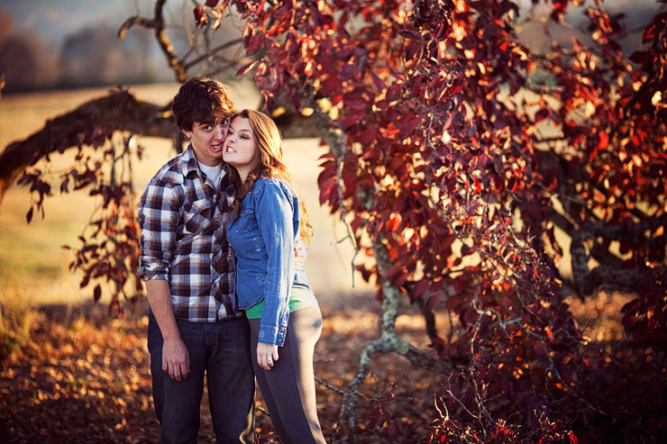 lakin and zach fall engagement photos near smokey mountains