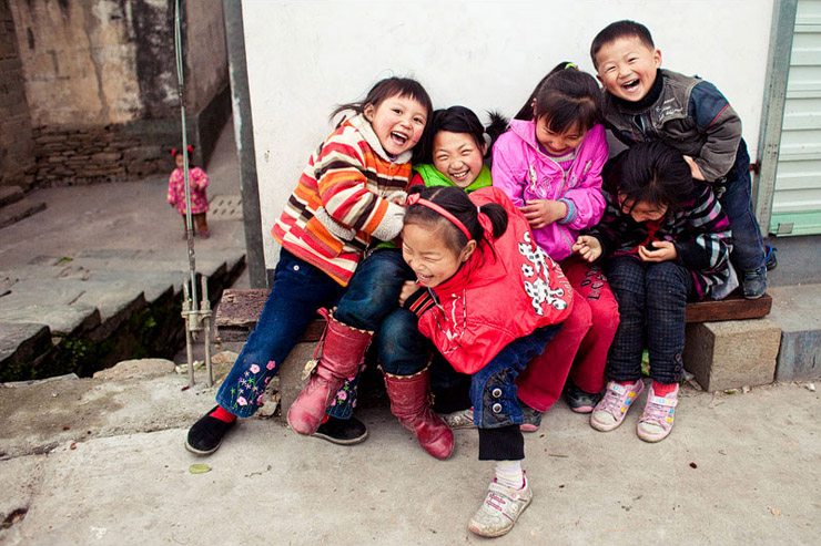 playing with kids in qinghua china jiangxi province