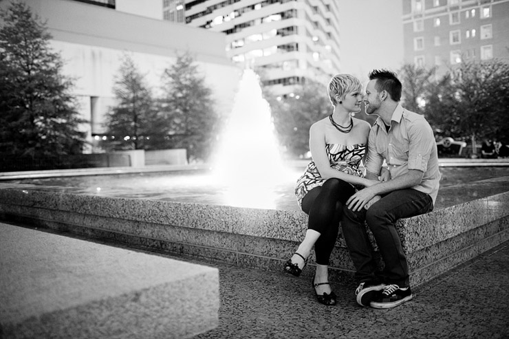 downtown nashville engagement photos taken at night