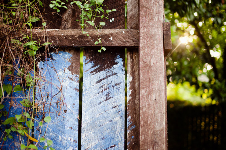 wood painted blue