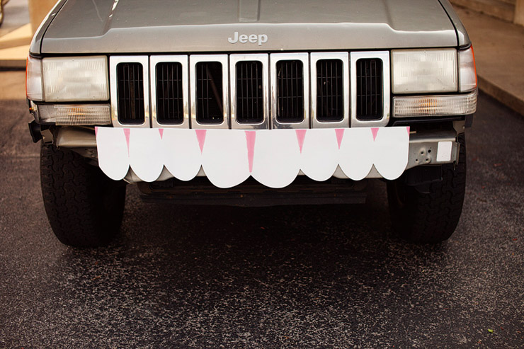 fake teeth on a car