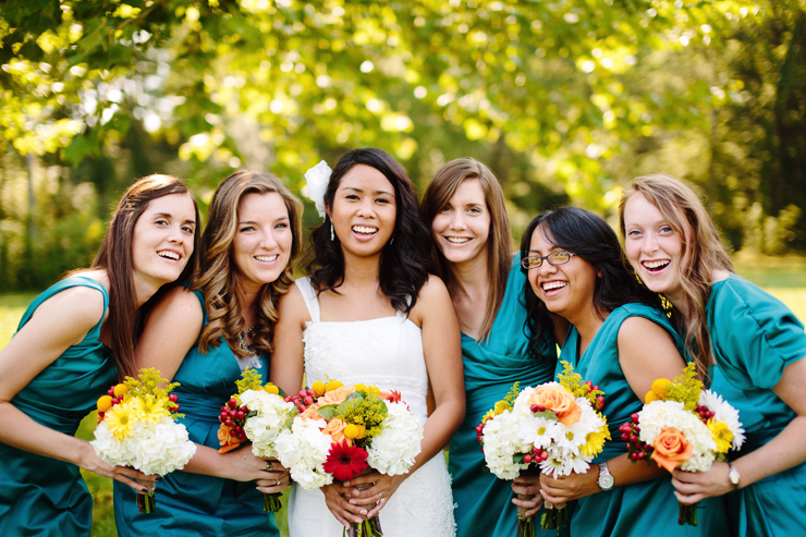 colorful bridesmaids