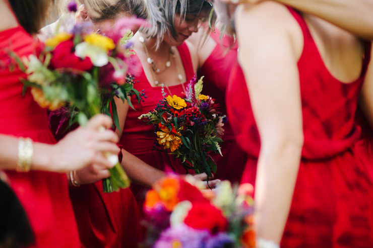 red bridesmaids