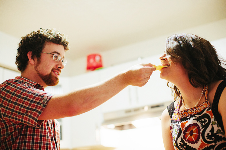 cooking dinner engagement pictures