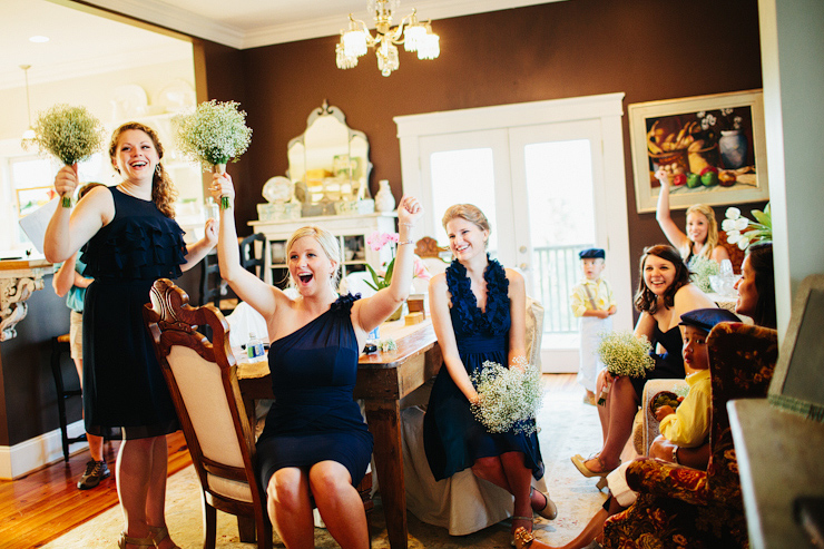 bridesmaids cheering