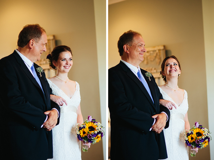 bride and father before walking down the aisle